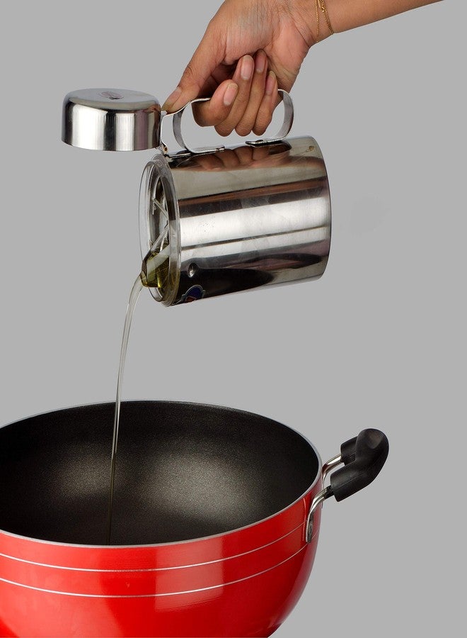 مارو موزعات زيت مارو المصنوعة من الفولاذ المقاوم للصدأ للمطبخ سعة 1 لتر - حاويات زيت متينة للمطبخ مزودة بمقبض، مثالية للطهي. موزع زيت مثالي للاستخدام في المطبخ، سعة 1000 مل، طقم من قطعتين - Image 4